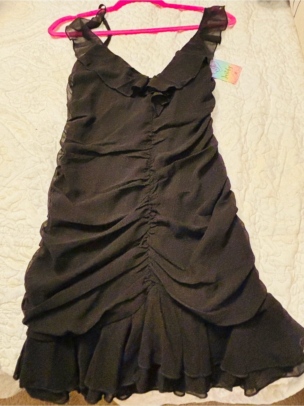 Justify Black ruched Ruffled Mini Dress - size small